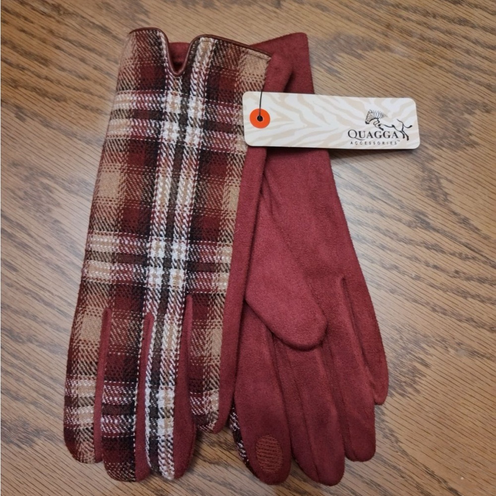Quagga Women's Flannel Fest Gloves Burgundy
